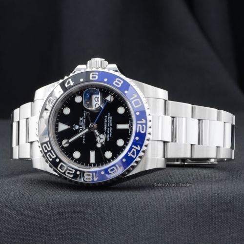 Rolex GMT-Master II 116710BLNR "Batman" 2017 Oyster Bracelet Discontinued Out of Production Pre-Owned Second Hand Used Previously Owned For Sale Available Purchase Buy Online with Part Exchange or Direct Sale Manchester North West England UK Great Britain Buy Today Free Next Day Delivery Warranty Luxury Watch Watches