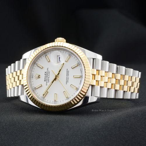 Rolex Datejust 41 126333 Bi-Metal White Baton Dial 41mm Jubilee Pre-Owned 2017 Used Second Hand For Sale Available Purchase Buy Online with Part Exchange or Direct Sale Manchester North West England UK Great Britain Buy Today Free Next Day Delivery Warranty Luxury Watch Watches