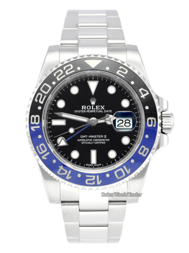 Rolex GMT-Master II 116710BLNR "Batman" 2017 Oyster Bracelet Discontinued Out of Production Pre-Owned Second Hand Used Previously Owned For Sale Available Purchase Buy Online with Part Exchange or Direct Sale Manchester North West England UK Great Britain Buy Today Free Next Day Delivery Warranty Luxury Watch Watches