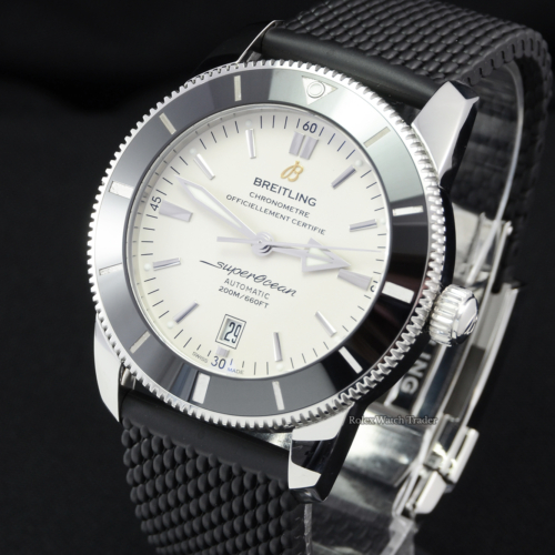 Breitling Superocean Heritage II 46 AB202012/G828/152A Cream Dial Black Rubber Strap Pre-Owned Used Second Hand 2019 Men's 46mm For Sale Available Purchase Buy Online with Part Exchange or Direct Sale Manchester North West England UK Great Britain Buy Today Free Next Day Delivery Warranty Luxury Watch Watches