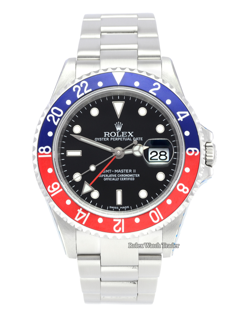 Rolex GMT-Master II 16710 Stick Dial Serviced by Rolex Pepsi Vintage Men's Pre-Owned Used Second Hand Excellent Condition Oyster 2007 For Sale Available Purchase Buy Online with Part Exchange or Direct Sale Manchester North West England UK Great Britain Buy Today Free Next Day Delivery Warranty Luxury Watch Watches