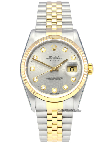 Rolex Datejust 16233 Serviced by Rolex with 2 Years Warranty Grey Jubilee Diamond Dot Dial Jubilee Bracelet Men's Unisex Women's For Sale Available Purchase Buy Online with Part Exchange or Direct Sale Manchester North West England UK Great Britain Buy Today Free Next Day Delivery Warranty Luxury Watch Watches