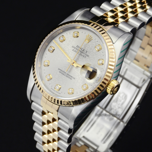 Rolex Datejust 16233 Serviced by Rolex with 2 Years Warranty Grey Jubilee Diamond Dot Dial Jubilee Bracelet Men's Unisex Women's For Sale Available Purchase Buy Online with Part Exchange or Direct Sale Manchester North West England UK Great Britain Buy Today Free Next Day Delivery Warranty Luxury Watch Watches