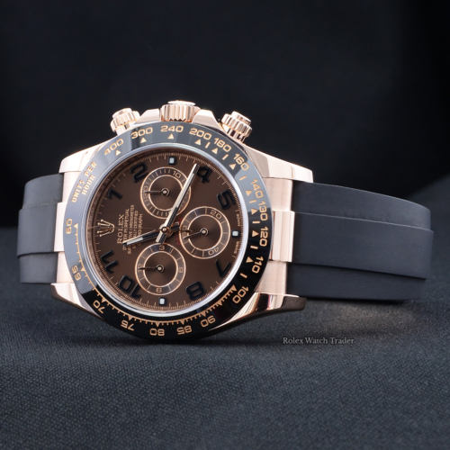 Rolex Daytona 116515LN Chocolate Arabic Numeral Dial Oysterflex Rubber Strap For Sale Available Purchase Buy Online with Part Exchange or Direct Sale Manchester North West England UK Great Britain Buy Today Free Next Day Delivery Warranty Luxury Watch Watches