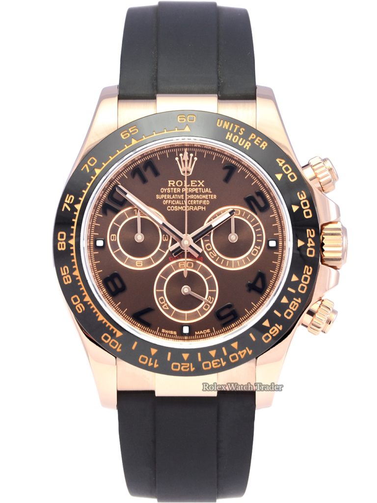 Rolex Daytona 116515LN Chocolate Arabic Numeral Dial Oysterflex Rubber Strap For Sale Available Purchase Buy Online with Part Exchange or Direct Sale Manchester North West England UK Great Britain Buy Today Free Next Day Delivery Warranty Luxury Watch Watches