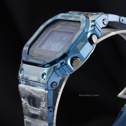 Casio G-Shock Full Metal Titanium Blue Camo GMW-B5000TCF-2ER Brand New Unworn Limited Edition Rectangular Case For Sale Available Purchase Buy Online with Part Exchange or Direct Sale Manchester North West England UK Great Britain Buy Today Free Next Day Delivery Warranty Luxury Watch Watches