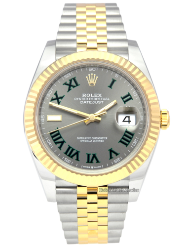 Rolex Datejust 41 126333 Grey Wimbledon Roman Numeral Dial Unworn Mid 2021 5 Years Warranty Brand New Jubilee Bi-Metal Stainless Steel & Yellow Gold Bracelet For Sale Available Purchase Buy Online with Part Exchange or Direct Sale Manchester North West England UK Great Britain Buy Today Free Next Day Delivery Warranty Luxury Watch Watches
