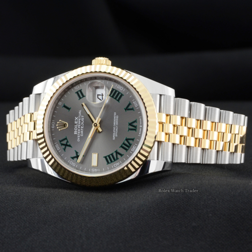 Rolex Datejust 41 126333 Grey Wimbledon Roman Numeral Dial Unworn Mid 2021 5 Years Warranty Brand New Jubilee Bi-Metal Stainless Steel & Yellow Gold Bracelet For Sale Available Purchase Buy Online with Part Exchange or Direct Sale Manchester North West England UK Great Britain Buy Today Free Next Day Delivery Warranty Luxury Watch Watches