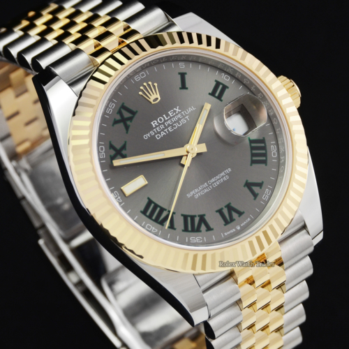 Rolex Datejust 41 126333 Grey Wimbledon Roman Numeral Dial Unworn Mid 2021 5 Years Warranty Brand New Jubilee Bi-Metal Stainless Steel & Yellow Gold Bracelet For Sale Available Purchase Buy Online with Part Exchange or Direct Sale Manchester North West England UK Great Britain Buy Today Free Next Day Delivery Warranty Luxury Watch Watches
