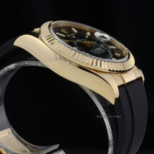 Rolex Sky-Dweller 326238 Black Dial 2021 Yellow Gold Oysterflex Pre-Owned Used Second Hand Very Good Condition For Sale Available Purchase Buy Online with Part Exchange or Direct Sale Manchester North West England UK Great Britain Buy Today Free Next Day Delivery Warranty Luxury Watch Watches