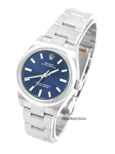 Rolex Oyster Perpetual 277200 with a bright blue dial For Sale Available Purchase Buy Online with Part Exchange or Direct Sale Manchester North West England UK Great Britain Buy Today Free Next Day Delivery Warranty Luxury Watch Watches