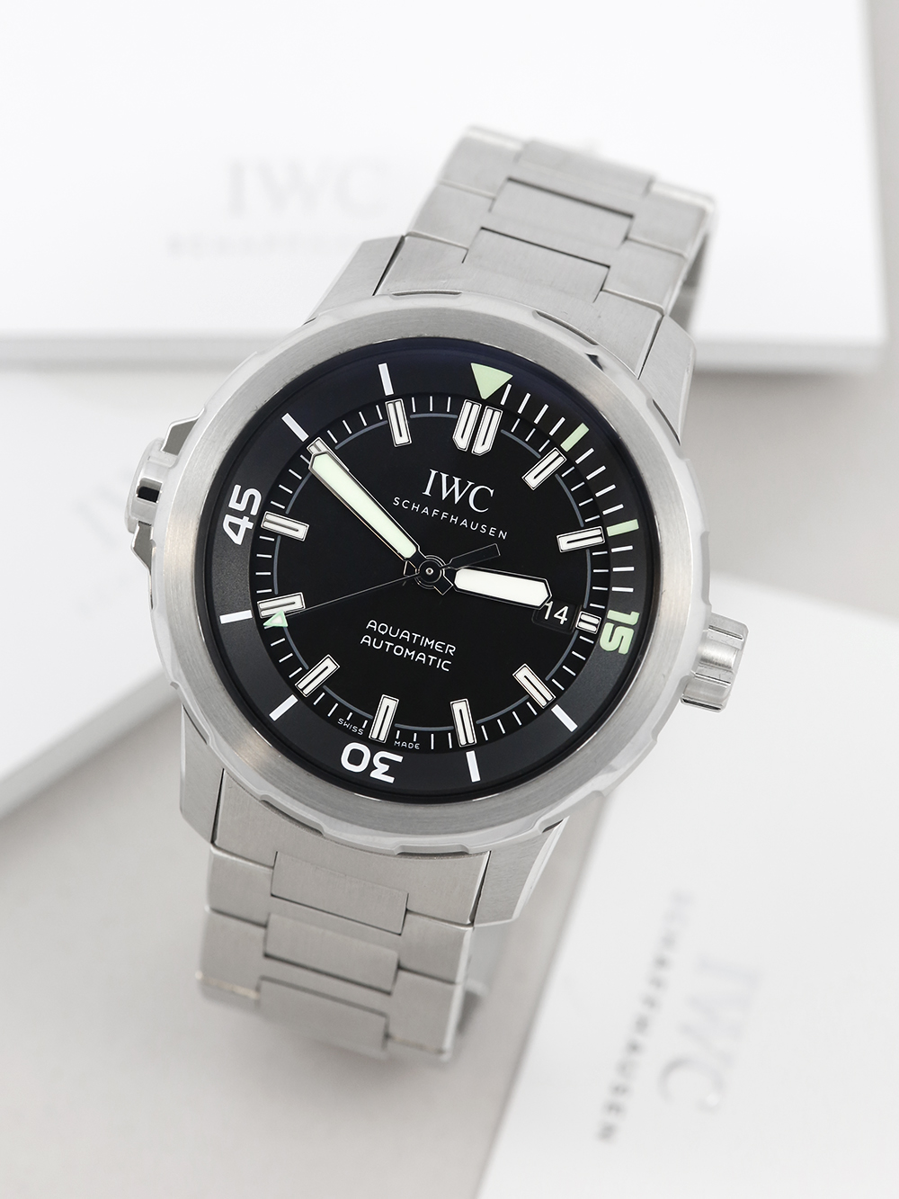 IWC Aquatimer Automatic IW329002 IWC Aquatimer Automatic IW329002 Black Dial 2017 Pre-Owned Second Hand Used Men's 42mm For Sale Available Purchase Buy Online with Part Exchange or Direct Sale Manchester North West England UK Great Britain Buy Today Free Next Day Delivery Warranty Luxury Watch Watches