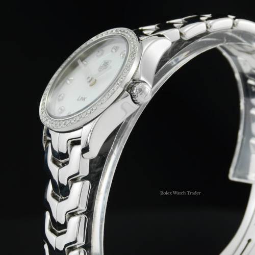 TAG Heuer Link WJF1417.BA0589 Ladies' Factory Gem Set Mother Of Pearl Dial Diamond Bezel Stainless Steel For Sale Available Purchase Buy Online with Part Exchange or Direct Sale Manchester North West England UK Great Britain Buy Today Free Next Day Delivery Warranty Luxury Watch Watches