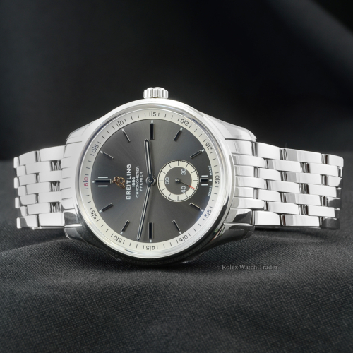 Breitling Premier Automatic 40 A37340351B1A1 Unworn 2021 Brand New Anthracite Grey Dial Stainless Steel Men's 40mm For Sale Available Purchase Buy Online with Part Exchange or Direct Sale Manchester North West England UK Great Britain Buy Today Free Next Day Delivery Warranty Luxury Watch Watches