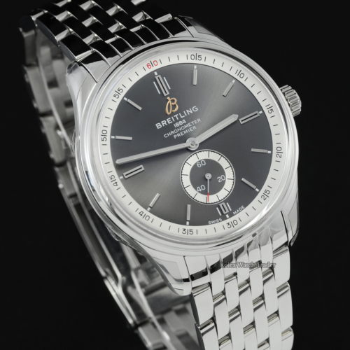 Breitling Premier Automatic 40 A37340351B1A1 Unworn 2021 Brand New Anthracite Grey Dial Stainless Steel Men's 40mm For Sale Available Purchase Buy Online with Part Exchange or Direct Sale Manchester North West England UK Great Britain Buy Today Free Next Day Delivery Warranty Luxury Watch Watches