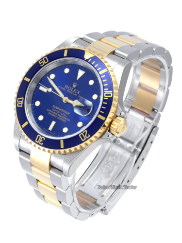 Rolex Submariner Date 16613 with factory stickers For Sale Available Purchase Buy Online with Part Exchange or Direct Sale Manchester North West England UK Great Britain Buy Today Free Next Day Delivery Warranty Luxury Watch Watches