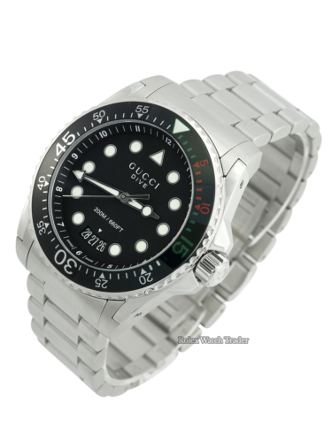 Gucci Dive XL YA136208 Unworn 45mm Stainless Steel Brand New Men's For Sale Available Purchase Buy Online with Part Exchange or Direct Sale Manchester North West England UK Great Britain Buy Today Free Next Day Delivery Warranty Luxury Watch Watches