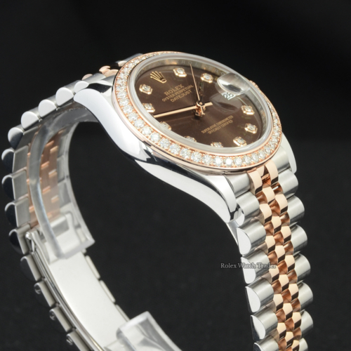 Rolex Datejust 31 278381RBR Factory Gem Set Chocolate Dial For Sale Available Purchase Buy Online with Part Exchange or Direct Sale Manchester North West England UK Great Britain Buy Today Free Next Day Delivery Warranty Luxury Watch Watches