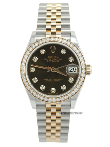 Rolex Datejust 31 278381RBR Factory Gem Set Chocolate Dial For Sale Available Purchase Buy Online with Part Exchange or Direct Sale Manchester North West England UK Great Britain Buy Today Free Next Day Delivery Warranty Luxury Watch Watches
