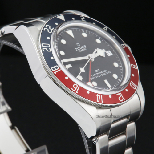 Tudor Heritage Black Bay GMT 79830RB "Pepsi" 2020 Stainless Steel Brushed Finish Men's Pre-Owned Second Hand Used Very Good Condition For Sale Available Purchase Buy Online with Part Exchange or Direct Sale Manchester North West England UK Great Britain Buy Today Free Next Day Delivery Warranty Luxury Watch Watches