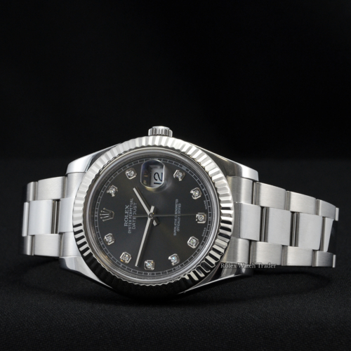 Rolex Datejust II 41mm Rhodium Factory Diamond Dot Dial For Sale Available Purchase Buy Online with Part Exchange or Direct Sale Manchester North West England UK Great Britain Buy Today Free Next Day Delivery Warranty Luxury Watch Watches