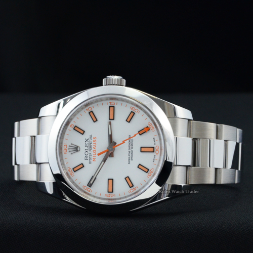 Rolex Milgauss 116400 Rare White Dial Discontinued For Sale Available Purchase Buy Online with Part Exchange or Direct Sale Manchester North West England UK Great Britain Buy Today Free Next Day Delivery Warranty Luxury Watch Watches