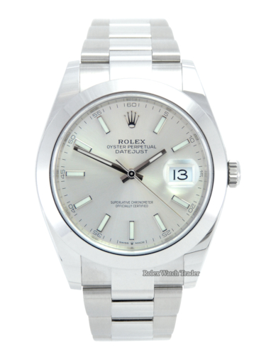 Rolex Datejust 126300 Late 2020 41mm Unworn Silver Baton U.K For Sale Available Purchase Buy Online with Part Exchange or Direct Sale Manchester North West England UK Great Britain Buy Today Free Next Day Delivery Warranty Luxury Watch Watches