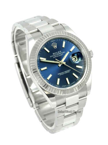 Rolex Datejust 126334 Blue Baton Dial For Sale Available Purchase Buy Online with Part Exchange or Direct Sale Manchester North West England UK Great Britain Buy Today Free Next Day Delivery Warranty Luxury Watch Watches