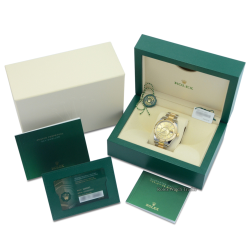 Rolex Sky-Dweller 326933 Bi-Metal Champagne Dial Unworn 2021 For Sale Available Purchase Buy Online with Part Exchange or Direct Sale Manchester North West England UK Great Britain Buy Today Free Next Day Delivery Warranty Luxury Watch Watches