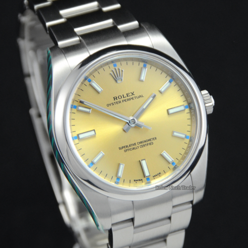 Rolex Air-King 34mm 114200 Grape Dial Rolex Service with Stickers and Unworn Since For Sale Available Purchase Buy Online with Part Exchange or Direct Sale Manchester North West England UK Great Britain Buy Today Free Next Day Delivery Warranty Luxury Watch Watches