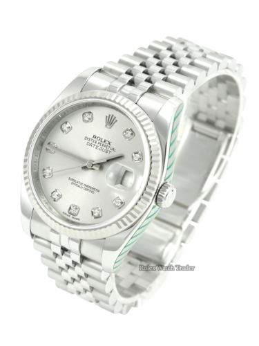 Rolex Datejust 116234 36mm Silver Diamond Dot Dial For Sale Available Purchase Buy Online with Part Exchange or Direct Sale Manchester North West England UK Great Britain Buy Today Free Next Day Delivery Warranty Luxury Watch Watches