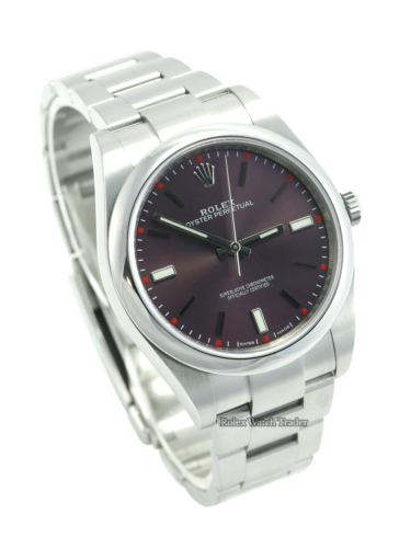 Rolex Oyster Perpetual 39 114300 Red Grape Dial 2015 For Sale Available Purchase Buy Online with Part Exchange or Direct Sale Manchester North West England UK Great Britain Buy Today Free Next Day Delivery Warranty Luxury Watch Watches