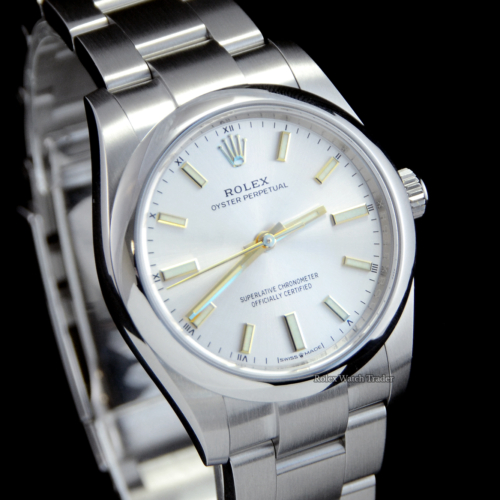 Rolex Oyster Perpetual 34 124200 Silver Dial Unworn 2022 For Sale Available Purchase Buy Online with Part Exchange or Direct Sale Manchester North West England UK Great Britain Buy Today Free Next Day Delivery Warranty Luxury Watch Watches