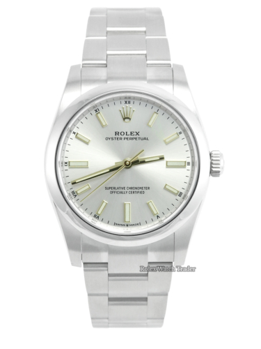 Rolex Oyster Perpetual 34 124200 Silver Dial Unworn 2022 For Sale Available Purchase Buy Online with Part Exchange or Direct Sale Manchester North West England UK Great Britain Buy Today Free Next Day Delivery Warranty Luxury Watch Watches