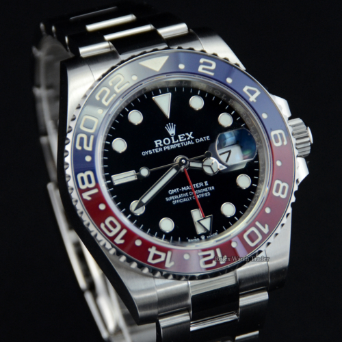 Rolex GMT-Master II 126710BLRO Oyster "PEPSI" 2022 Unworn For Sale Available Purchase Buy Online with Part Exchange or Direct Sale Manchester North West England UK Great Britain Buy Today Free Next Day Delivery Warranty Luxury Watch Watches