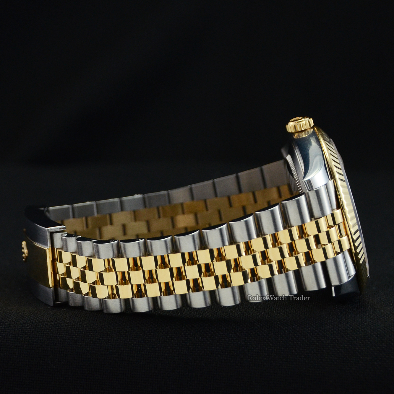 12 o'clock bracelet side Rolex Datejust 41 Bi-Metal Jubilee Black Diamond Set Dial 2020 U.K For Sale Available Purchase Buy Online with Part Exchange or Direct Sale Manchester North West England UK Great Britain Buy Today Free Next Day Delivery Warranty Luxury Watch Watches