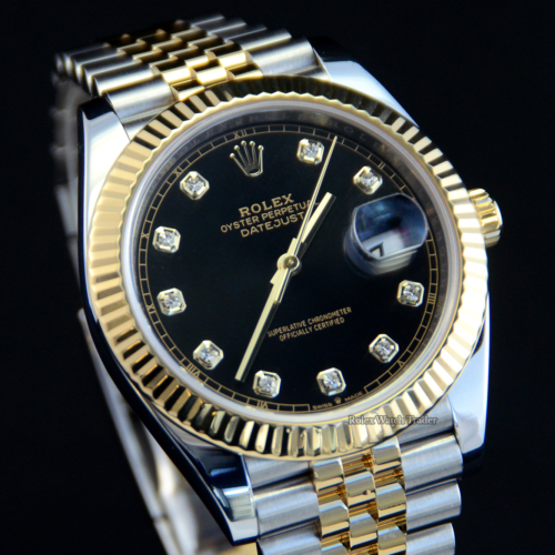 Rolex Datejust 41 Bi-Metal Jubilee Black Diamond Set Dial 2020 U.K For Sale Available Purchase Buy Online with Part Exchange or Direct Sale Manchester North West England UK Great Britain Buy Today Free Next Day Delivery Warranty Luxury Watch Watches
