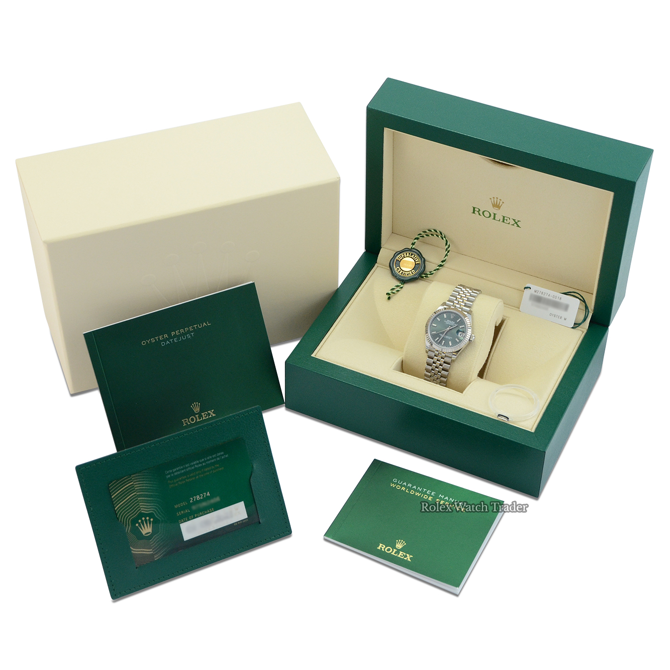 Box & papers Rolex Datejust 31 278274 Mint Green Dial Unworn 2021 For Sale Available Purchase Buy Online with Part Exchange or Direct Sale Manchester North West England UK Great Britain Buy Today Free Next Day Delivery Warranty Luxury Watch Watches