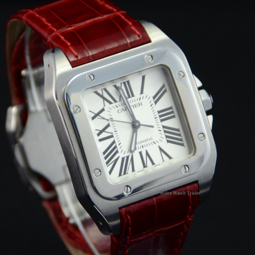 Cartier Santos 100 W20106X8/2878 Serviced by Cartier includes 2 additional straps For Sale Available Purchase Buy Online with Part Exchange or Direct Sale Manchester North West England UK Great Britain Buy Today Free Next Day Delivery Warranty Luxury Watch Watches