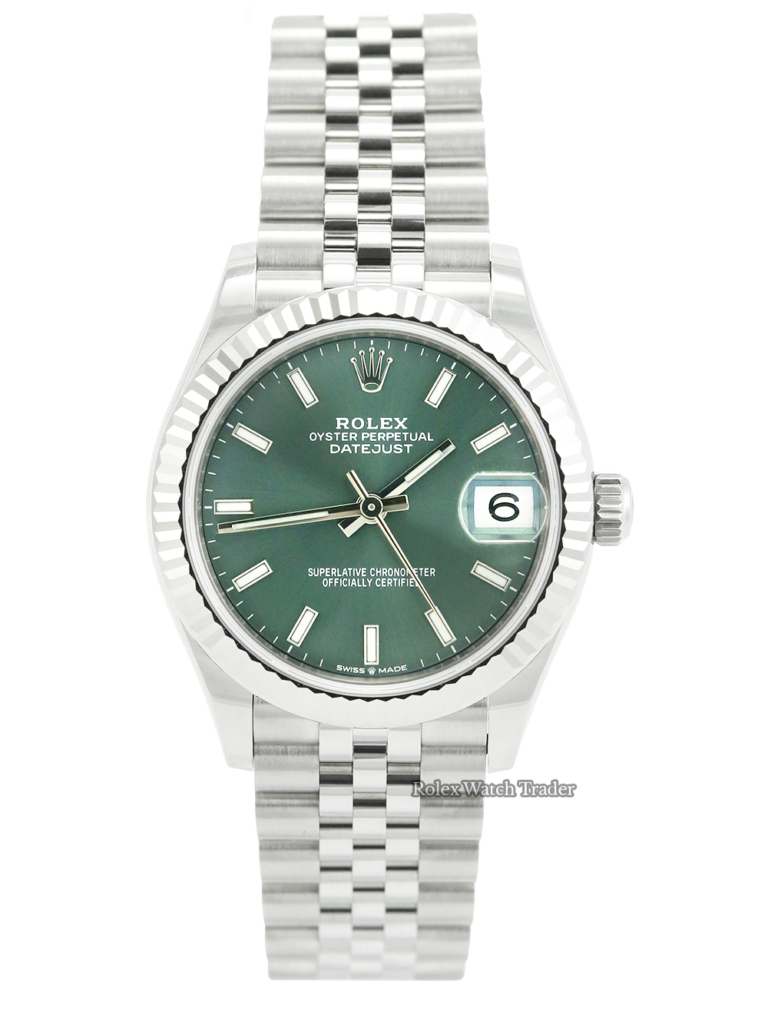 Rolex Datejust 31 278274 Mint Green Dial Unworn 2021 For Sale Available Purchase Buy Online with Part Exchange or Direct Sale Manchester North West England UK Great Britain Buy Today Free Next Day Delivery Warranty Luxury Watch Watches