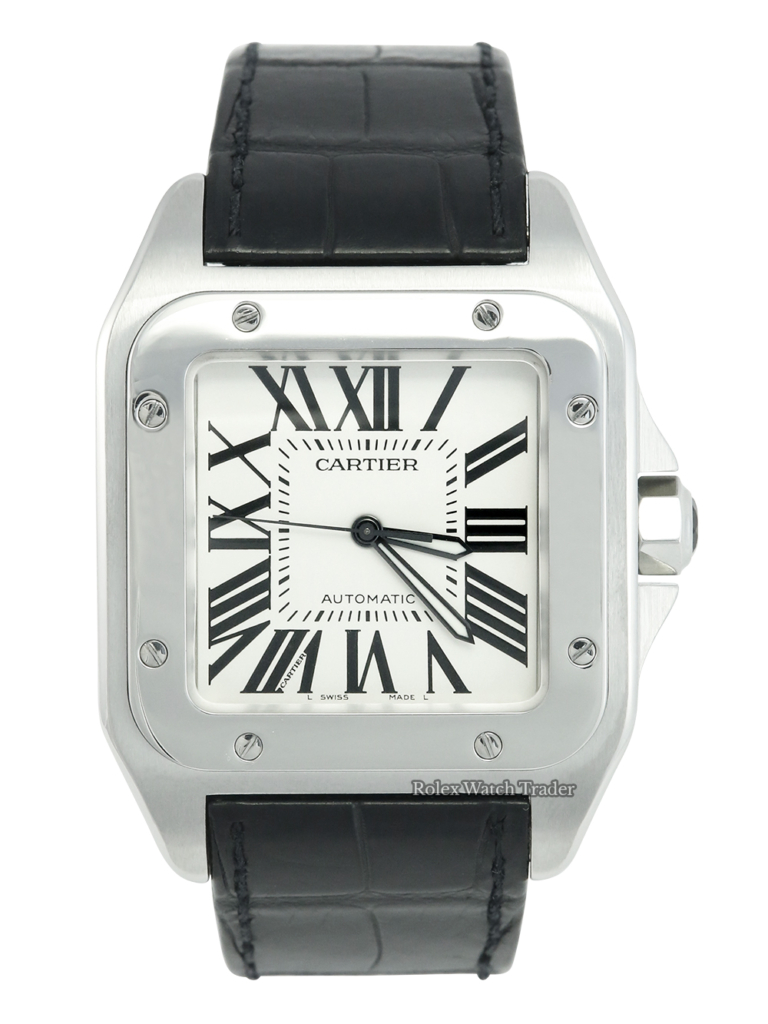 Cartier Santos 100 Xl W20073X8 White Dial Cartier Service includes additional strap For Sale Available Purchase Buy Online with Part Exchange or Direct Sale Manchester North West England UK Great Britain Buy Today Free Next Day Delivery Warranty Luxury Watch Watches