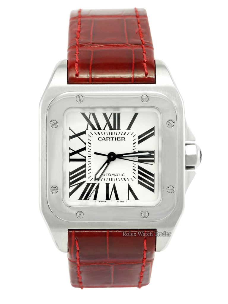 Cartier Santos 100 W20106X8/2878 Serviced by Cartier includes 2 additional straps For Sale Available Purchase Buy Online with Part Exchange or Direct Sale Manchester North West England UK Great Britain Buy Today Free Next Day Delivery Warranty Luxury Watch Watches