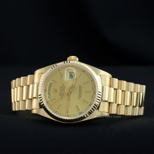 Rolex Day-Date 36 18038 Serviced by Rolex Unworn Since with service Stickers For Sale Available Purchase Buy Online with Part Exchange or Direct Sale Manchester North West England UK Great Britain Buy Today Free Next Day Delivery Warranty Luxury Watch Watches