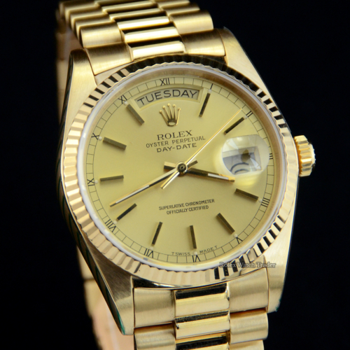 Rolex Day-Date 36 18038 Serviced by Rolex Unworn Since with service Stickers For Sale Available Purchase Buy Online with Part Exchange or Direct Sale Manchester North West England UK Great Britain Buy Today Free Next Day Delivery Warranty Luxury Watch Watches