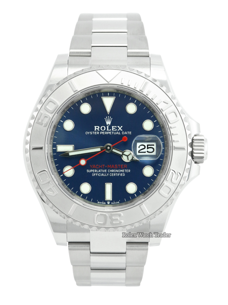 Rolex Yacht-Master 40 Blue Dial 2022 with Stickers For Sale Available Purchase Buy Online with Part Exchange or Direct Sale Manchester North West England UK Great Britain Buy Today Free Next Day Delivery Warranty Luxury Watch Watches
