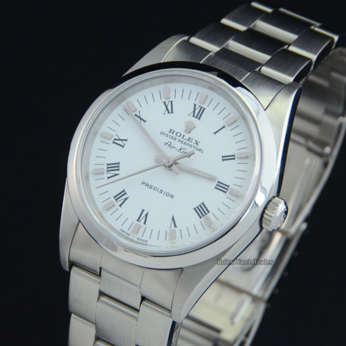 Rolex Air-King 14000M White Roman Numeral Dial Rolex Service For Sale Available Purchase Buy Online with Part Exchange or Direct Sale Manchester North West England UK Great Britain Buy Today Free Next Day Delivery Warranty Luxury Watch Watches