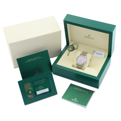 Rolex Oyster Perpetual 36 Pink Dial 2022 UNWORN For Sale Available Purchase Buy Online with Part Exchange or Direct Sale Manchester North West England UK Great Britain Buy Today Free Next Day Delivery Warranty Luxury Watch Watches