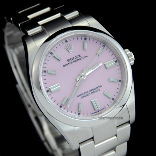Rolex Oyster Perpetual 36 Pink Dial 2022 UNWORN For Sale Available Purchase Buy Online with Part Exchange or Direct Sale Manchester North West England UK Great Britain Buy Today Free Next Day Delivery Warranty Luxury Watch Watches