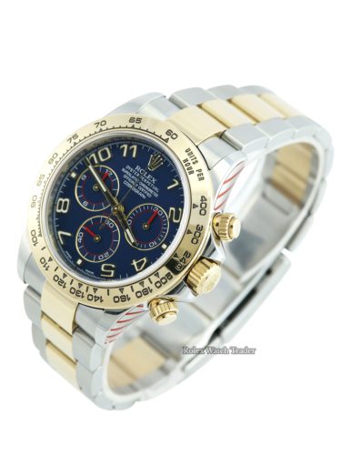 Rolex Daytona 116503 Bi-Metal Blue Racing Dial Serviced by Rolex For Sale Available Purchase Buy Online with Part Exchange or Direct Sale Manchester North West England UK Great Britain Buy Today Free Next Day Delivery Warranty Luxury Watch Watches