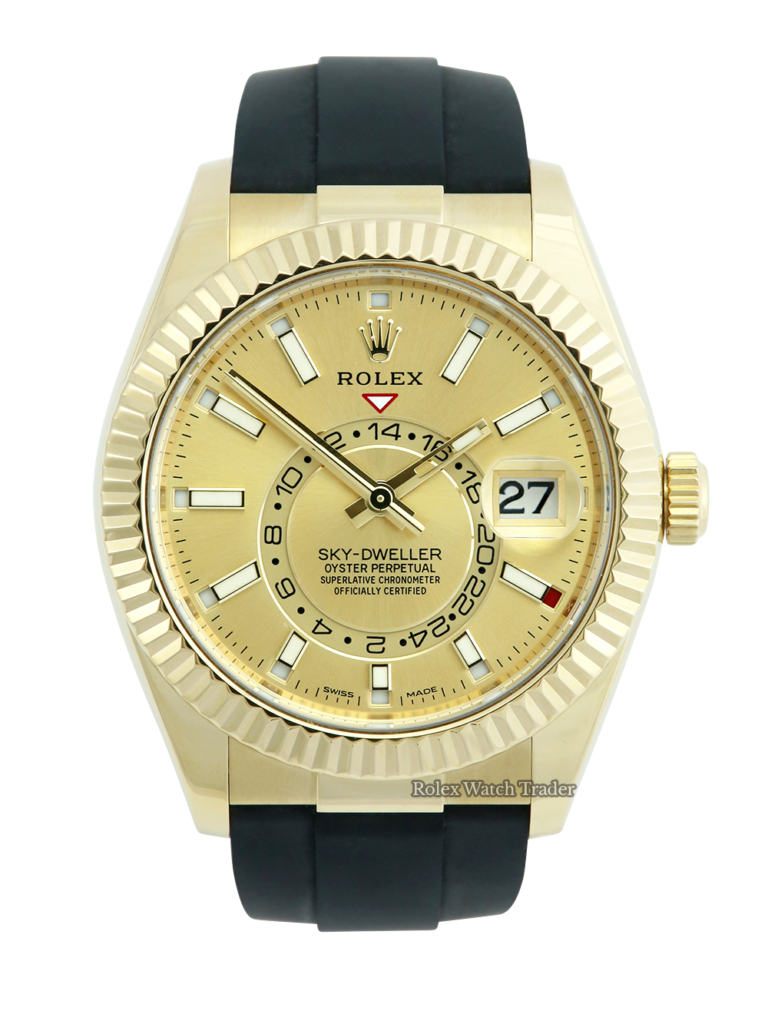 Rolex Sky-Dweller 326238 Oysterflex Champagne Dial 2021 For Sale Available Purchase Buy Online with Part Exchange or Direct Sale Manchester North West England UK Great Britain Buy Today Free Next Day Delivery Warranty Luxury Watch Watches